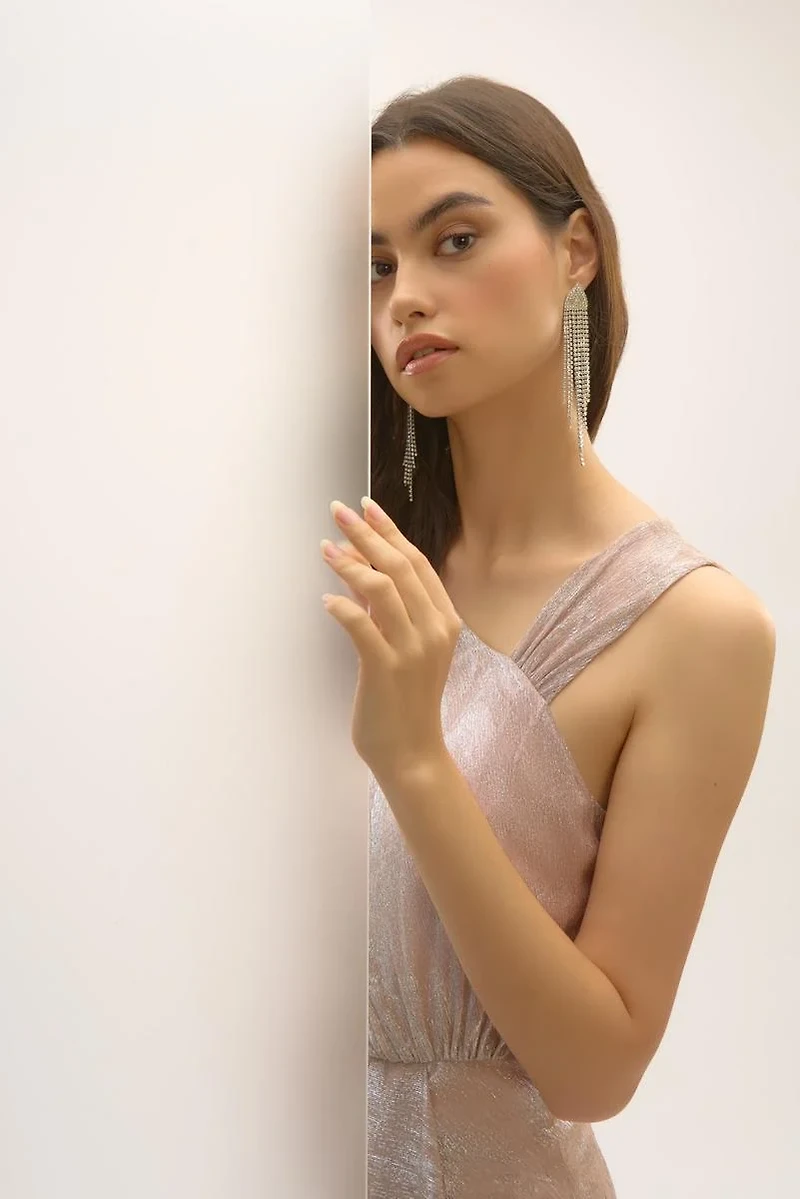 Abstract Print Cascading Dress