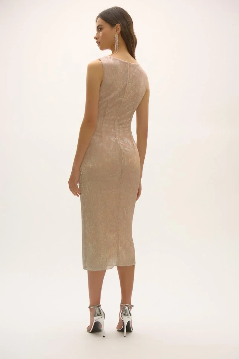 Abstract Print Cascading Dress