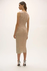 Abstract Print Cascading Dress