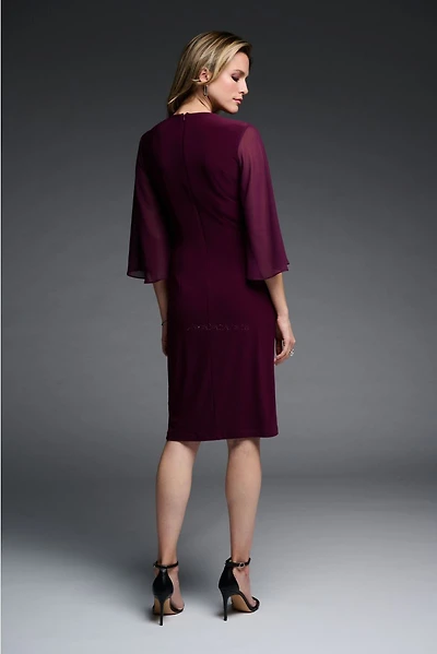 Rhinestone Brooch Gather Waist Dress