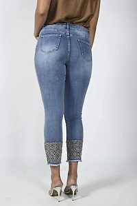 Embroidered Trim Denim Jeans