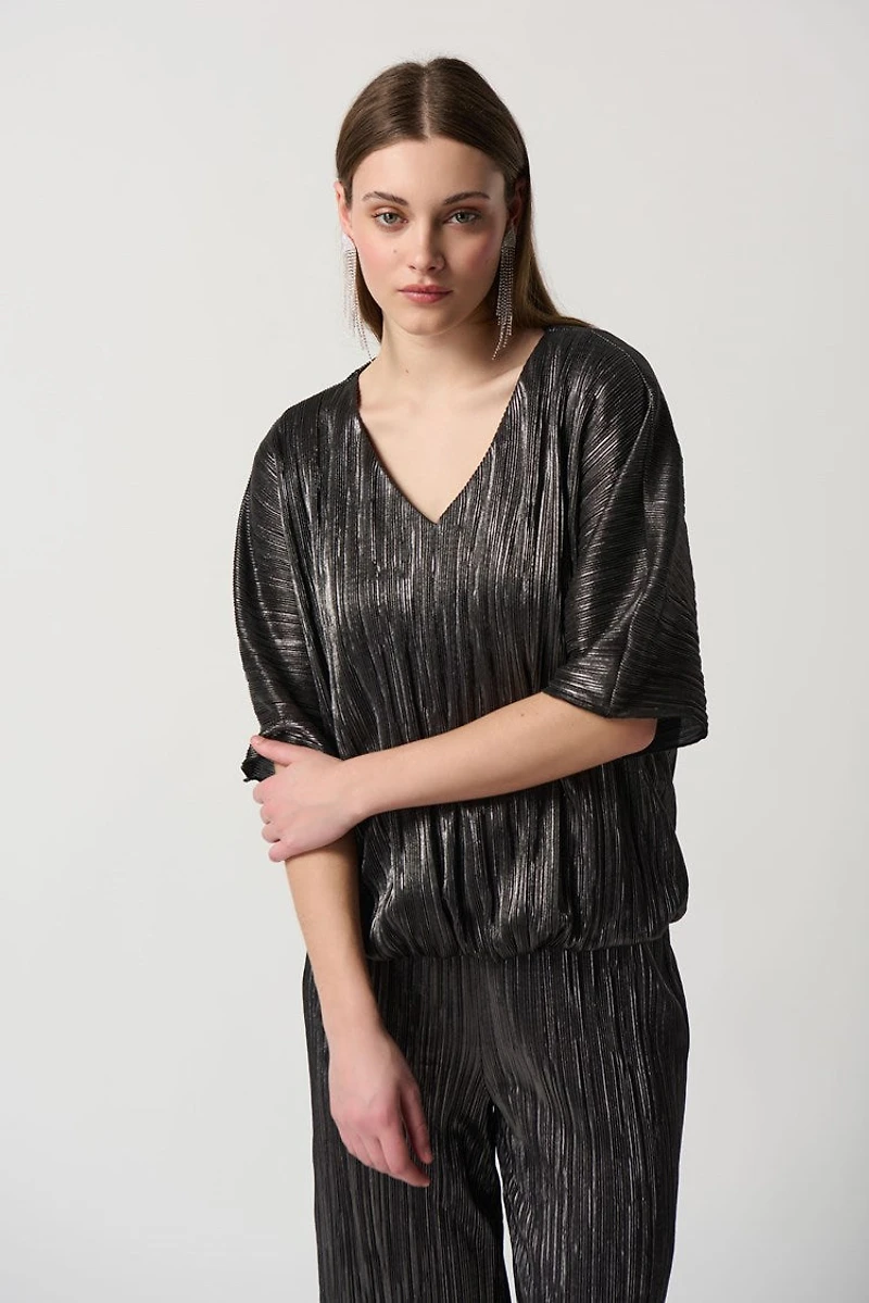 V-Neckline Metallic Top