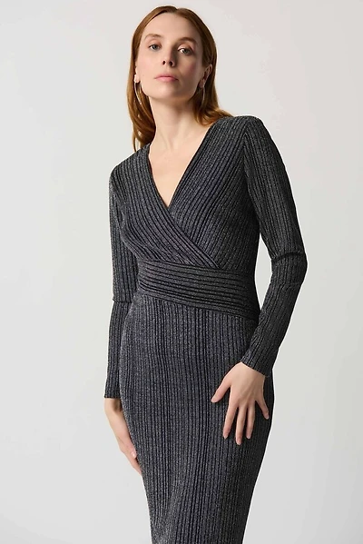 Striped Wrap Metallic Dress
