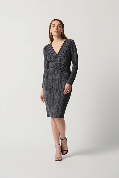 Striped Wrap Metallic Dress