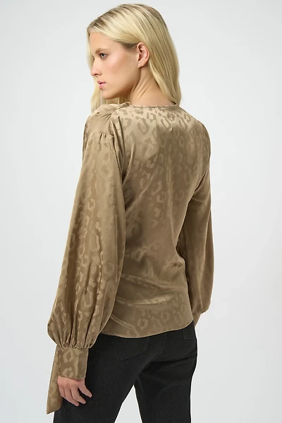 Leopard Pattern V-Neckline Top