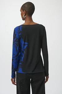Boat Neckline Floral Print Top