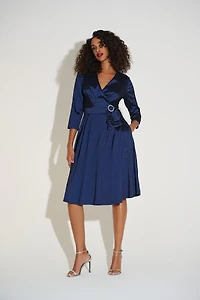 Front Sash Satiny Taffeta Dress
