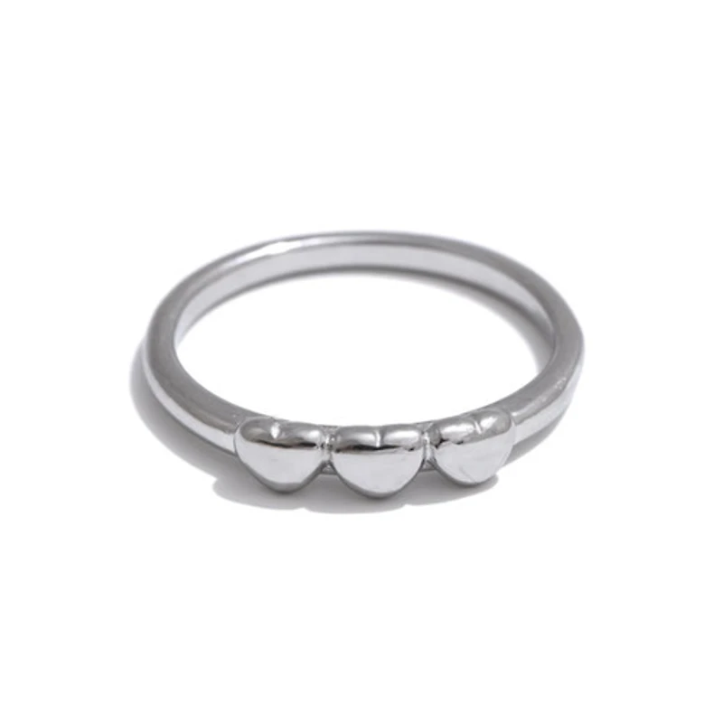 Steel Tri Heart Ring