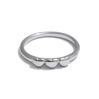 Steel Tri Heart Ring