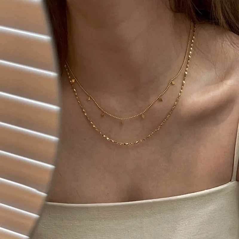 Layered Rhombus Charm Necklace