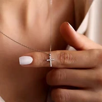 Steel Gemmed Cross Necklace