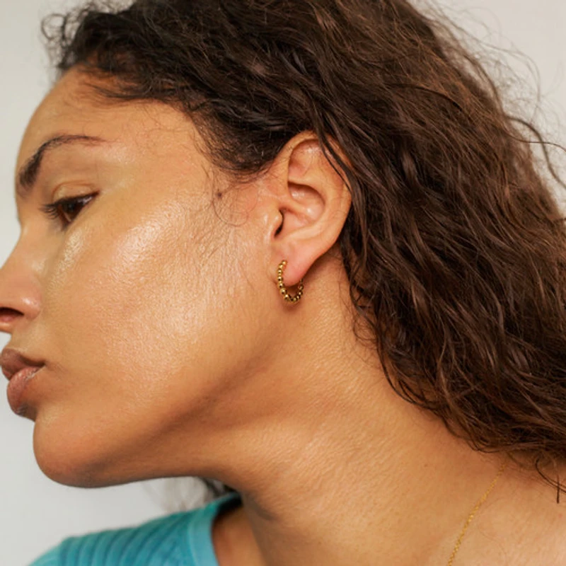 Gold Beaded Hoops