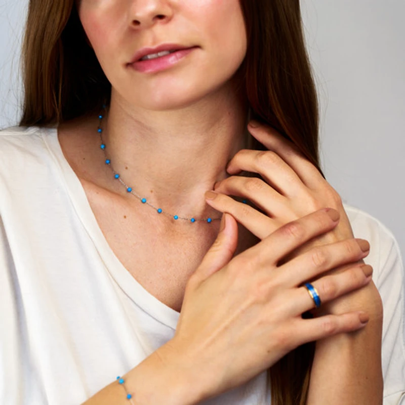 Steel Chalchite Chain Necklace