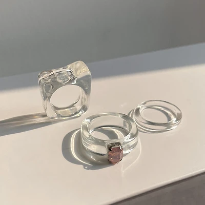 Clear Resin Ring Set