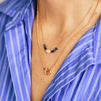 Blue Beads and Chain Necklace