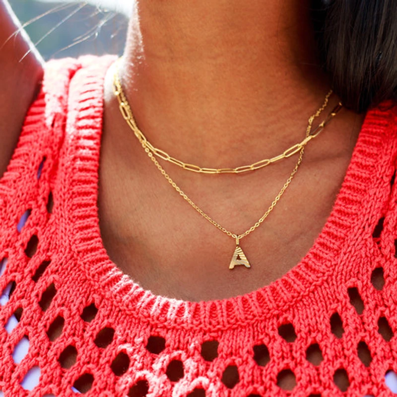 Patterned Initial Necklace (A-N)