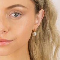 Bold Gray Pearl Hoops