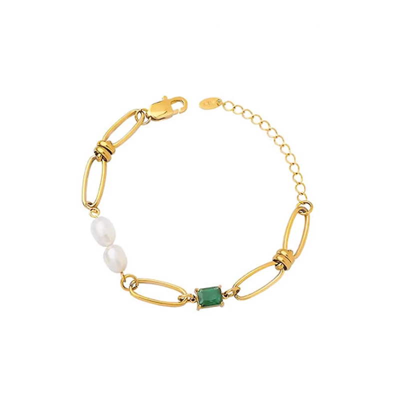 Green Gem Pearl Bracelet