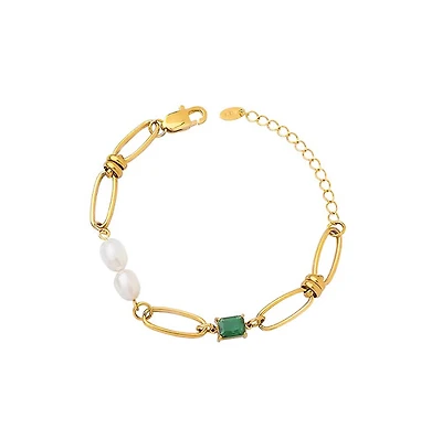 Green Gem Pearl Bracelet