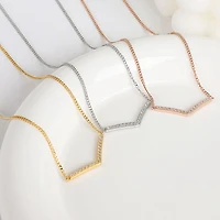 Paved Wishbone Necklace