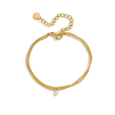 Gold Layered Gem Beaded Bracelet