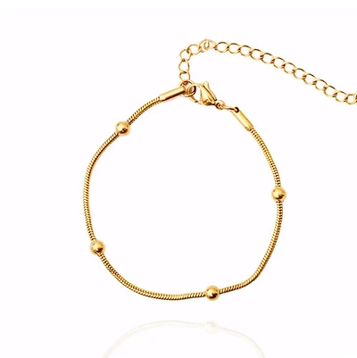 Gold Beaded Skinny Chain Bracelet
