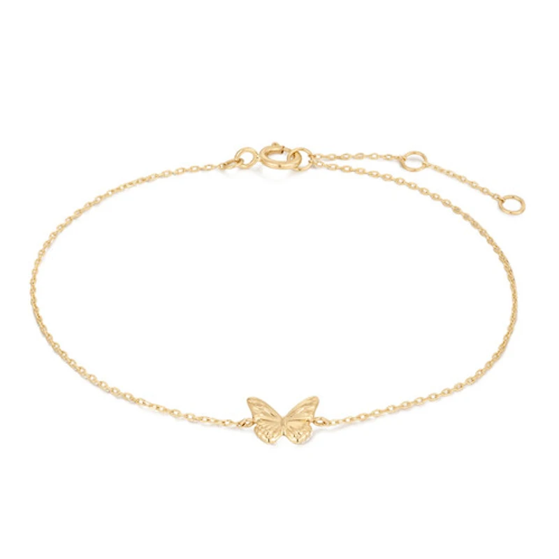 14k Solid Gold Butterfly Bracelet