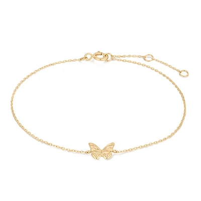 14k Solid Gold Butterfly Bracelet