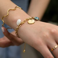 Gold Natural & Ceramic Shell Bracelet