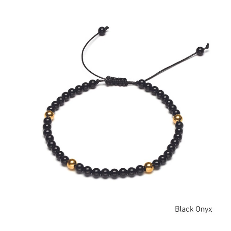 Braided Natural Crystal Bracelet (Classic Black & White)