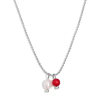 Steel Red Agate Pearl Necklace