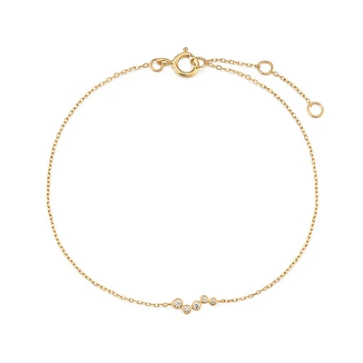 14k Solid Gold Wavy Diamond Bracelet