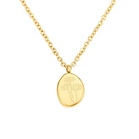 Gold Stone Birth Flower Necklace