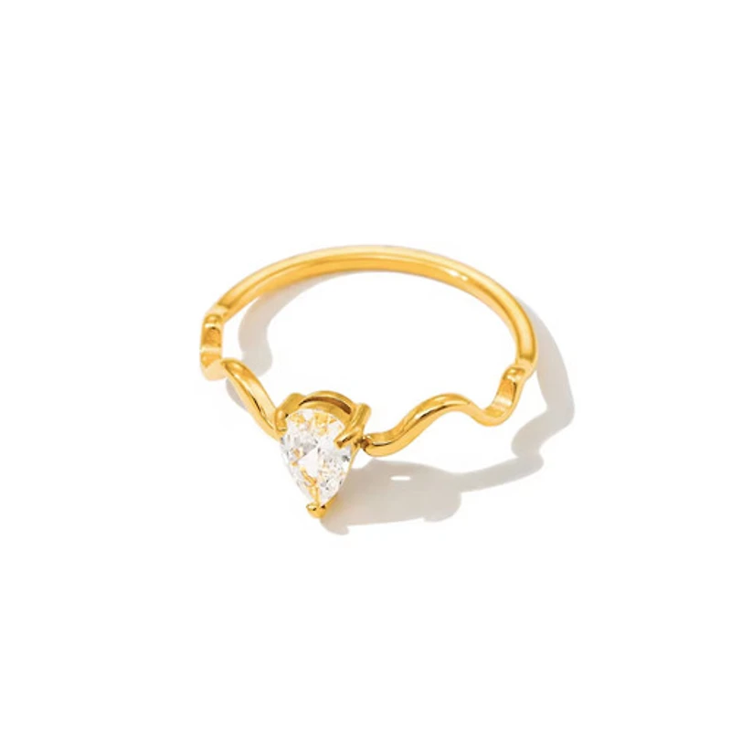 Waved Gem Ring