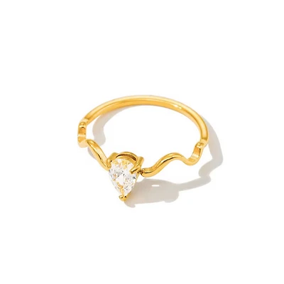 Waved Gem Ring
