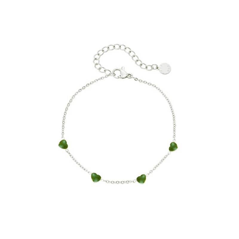 Enamel Heart Chain Bracelet