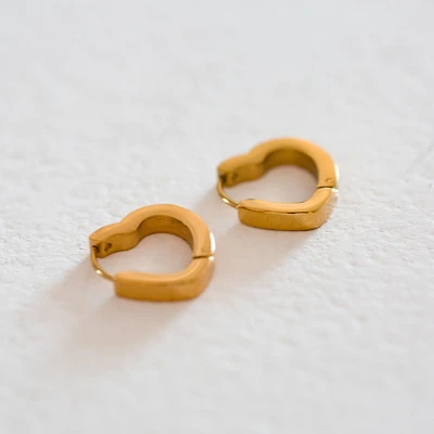 Small Heart Huggie Hoops