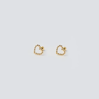 Beaded Hollow Heart Studs