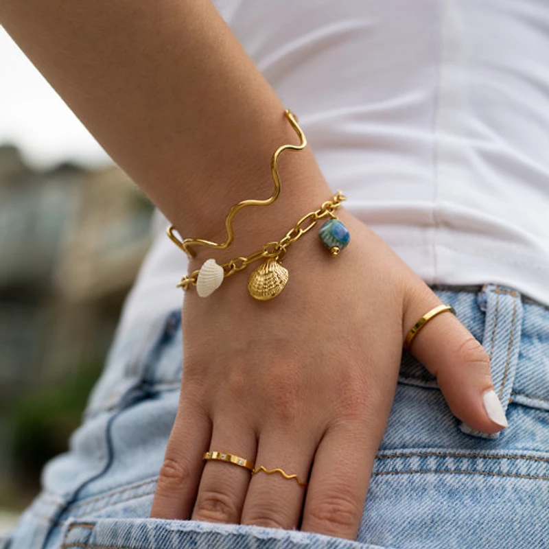 Gold Wired Wavy Bangle
