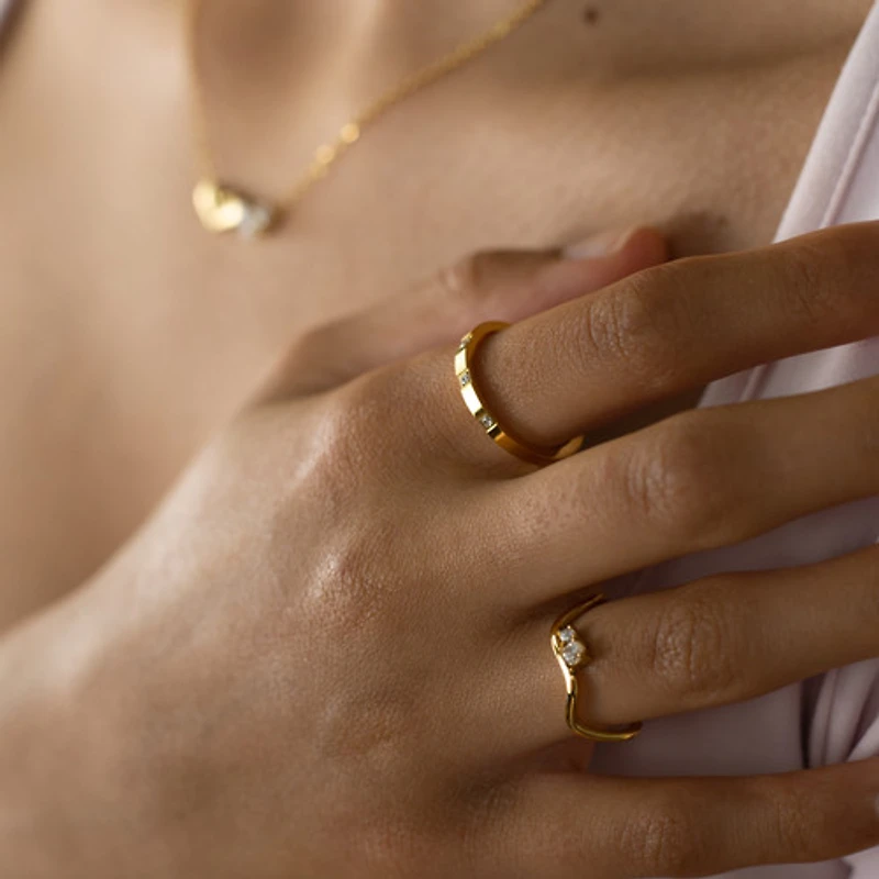 Dual Gem Wave Ring