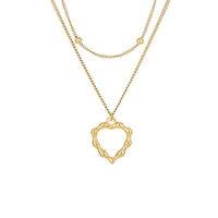 Gold Hollow Heart Dual Layer Necklace
