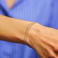 Steel Layered Gem Beaded Bracelet