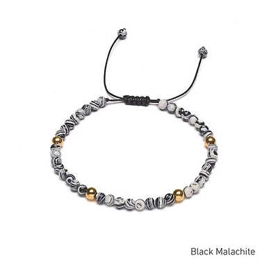 Braided Natural Crystal Bracelet (Classic Black & White)