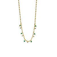 Green Beads & Gem Chain Necklace