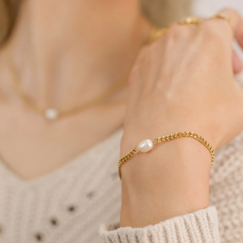 Single Pearl Chain Bracelet