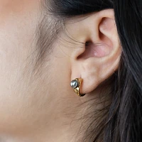 Gray Pearl Hoops