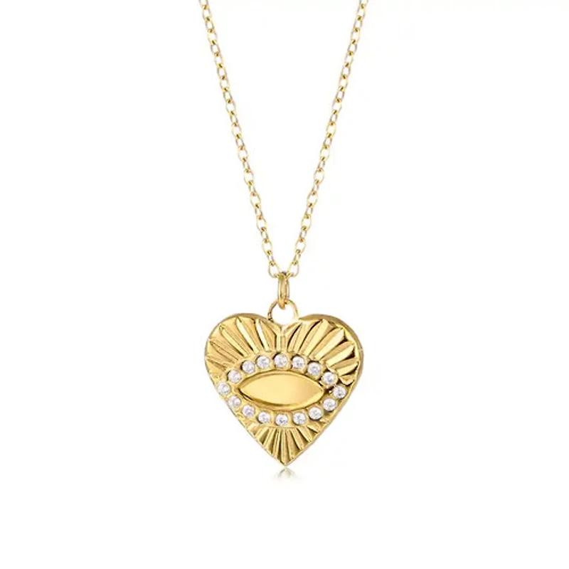 Gold Evil Eye Heart Necklace
