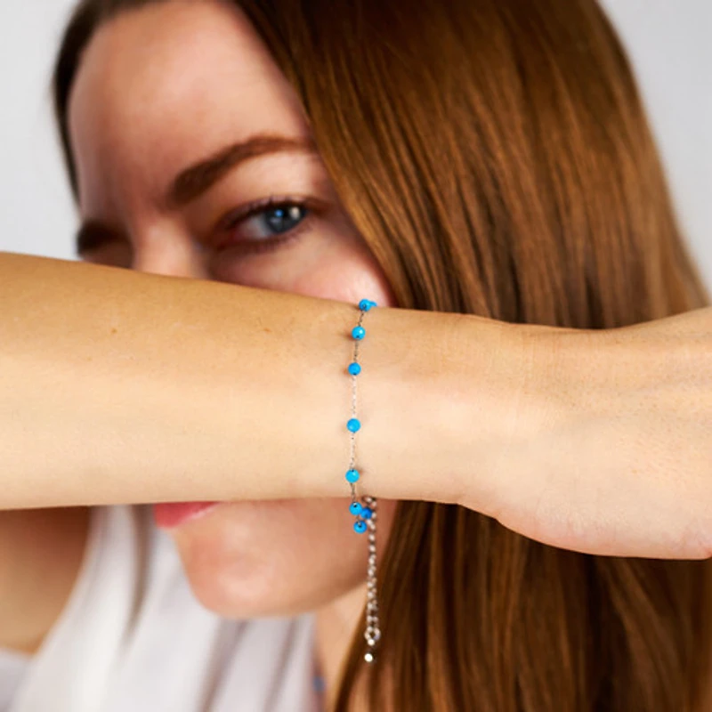 Steel Chalchite Chain Bracelet