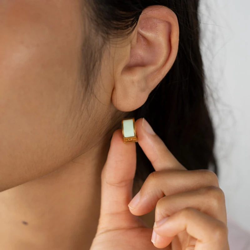 Mint Enamel Hoops
