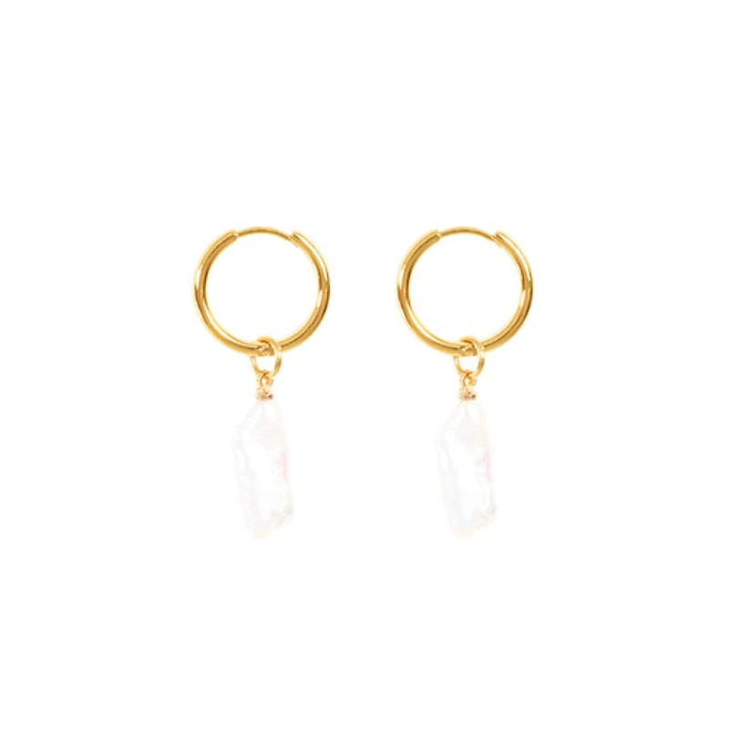 Long Baroque Pearl Hoops